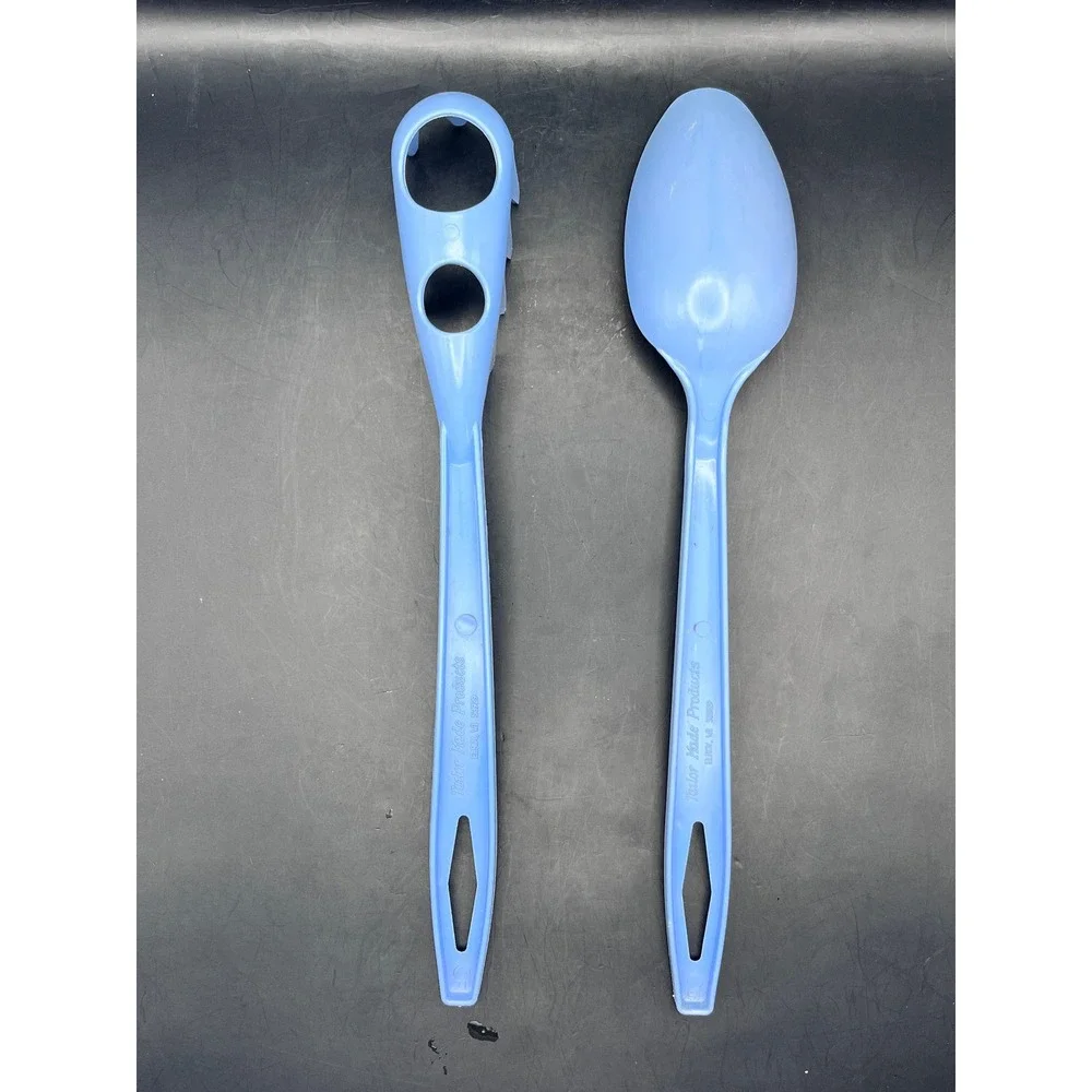 Vtg Tailor Made Blue Plastic Nylon Pasta Server Serving‎ Spoon Set USA Made